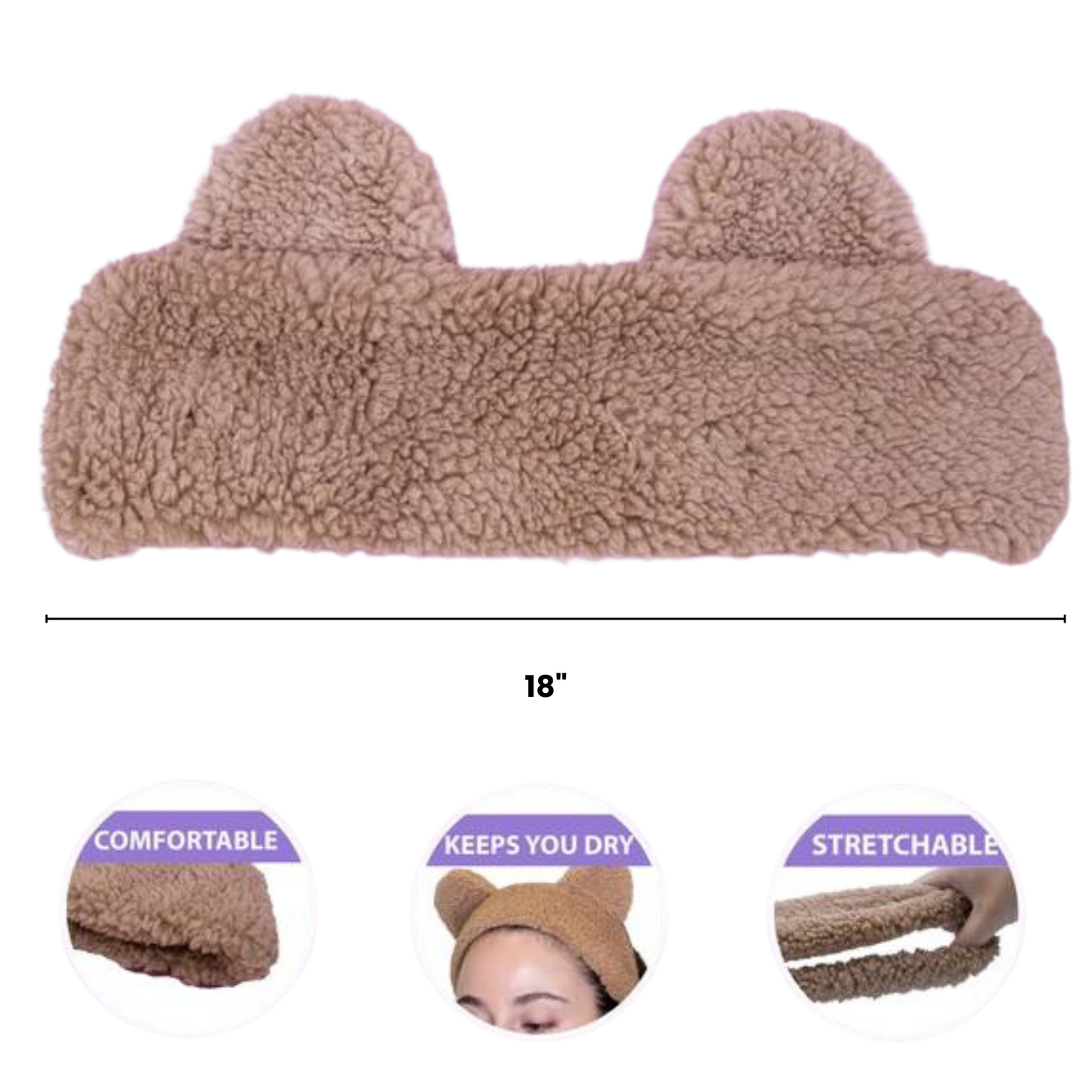 Teddy Bear Ear Spa Headband and Scrunchie Wristbands