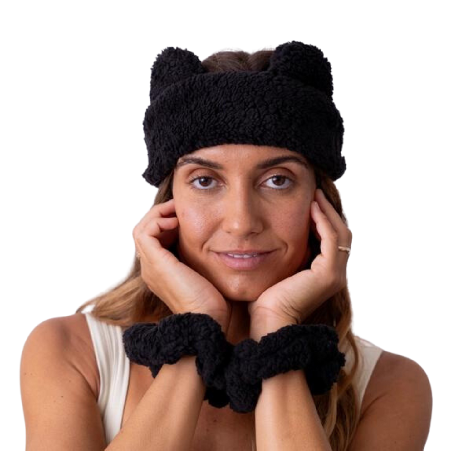 Teddy Bear Ear Spa Headband and Scrunchie Wristbands
