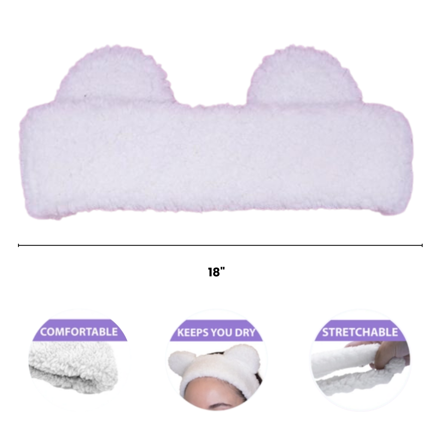 Teddy Bear Ear Spa Headband and Scrunchie Wristbands