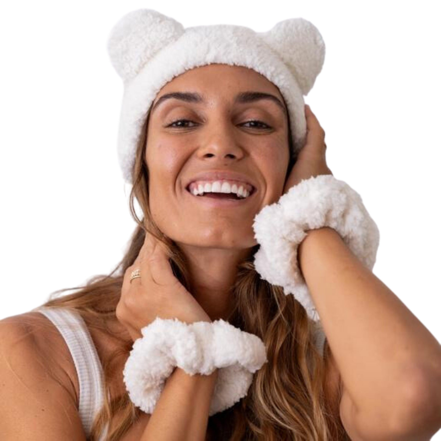 Teddy Bear Ear Spa Headband and Scrunchie Wristbands